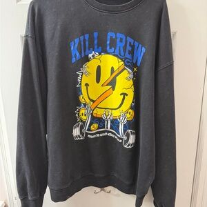 Kill Crew Black and Blue Graphic Men's Crewneck Sweater